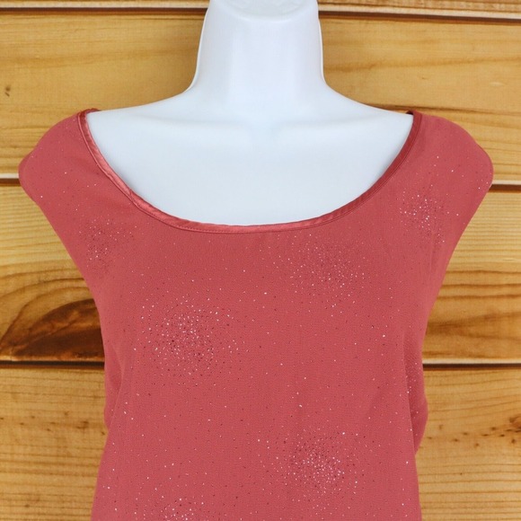Sleeveless Top Lined Round Neck Womens 16W Mauve Pink Sparkles & Swirls Dana Kay - Picture 4 of 6